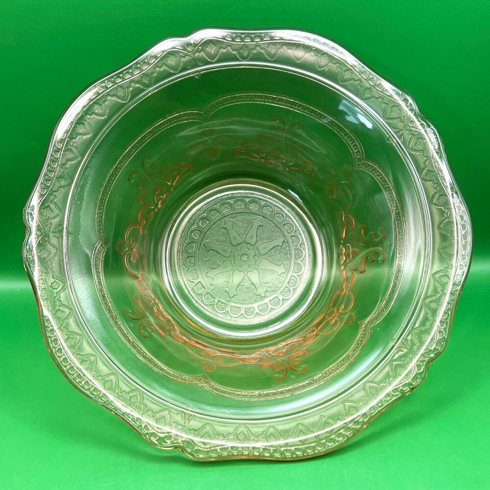 Federal Glass Patrician Pink Depression Glass Fruit Serving Bowl Spoke Wheel VTG